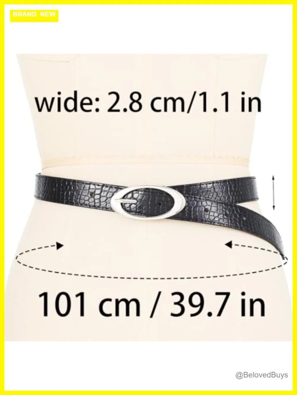 Vintage Black Waist Belt Crocodile Pattern PU Leather Y2K Belt for Women